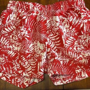 Columbia Red and White Bermuda Shorts with Tropical Design